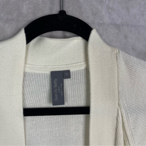 Sweaty Betty  Embrace Cashmere Blend Long Line Cardigan In Ivory Women's Sz S - Picture 3 of 8